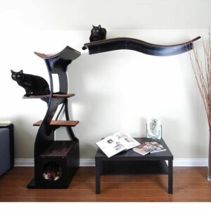 Lotus Cat Tower Espresso, Lotus Branch Cat Shelf Espresso