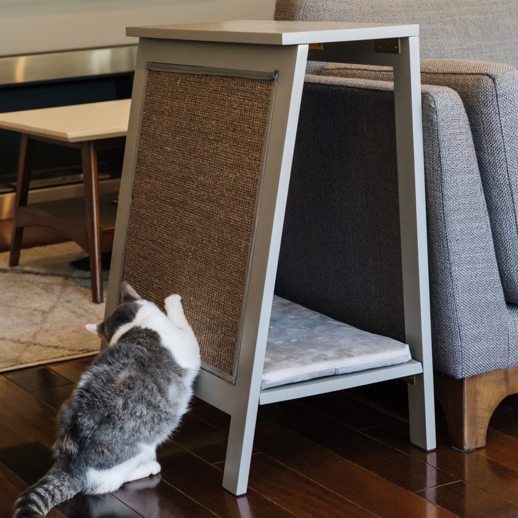 A-Frame cat scratching bed in smoke