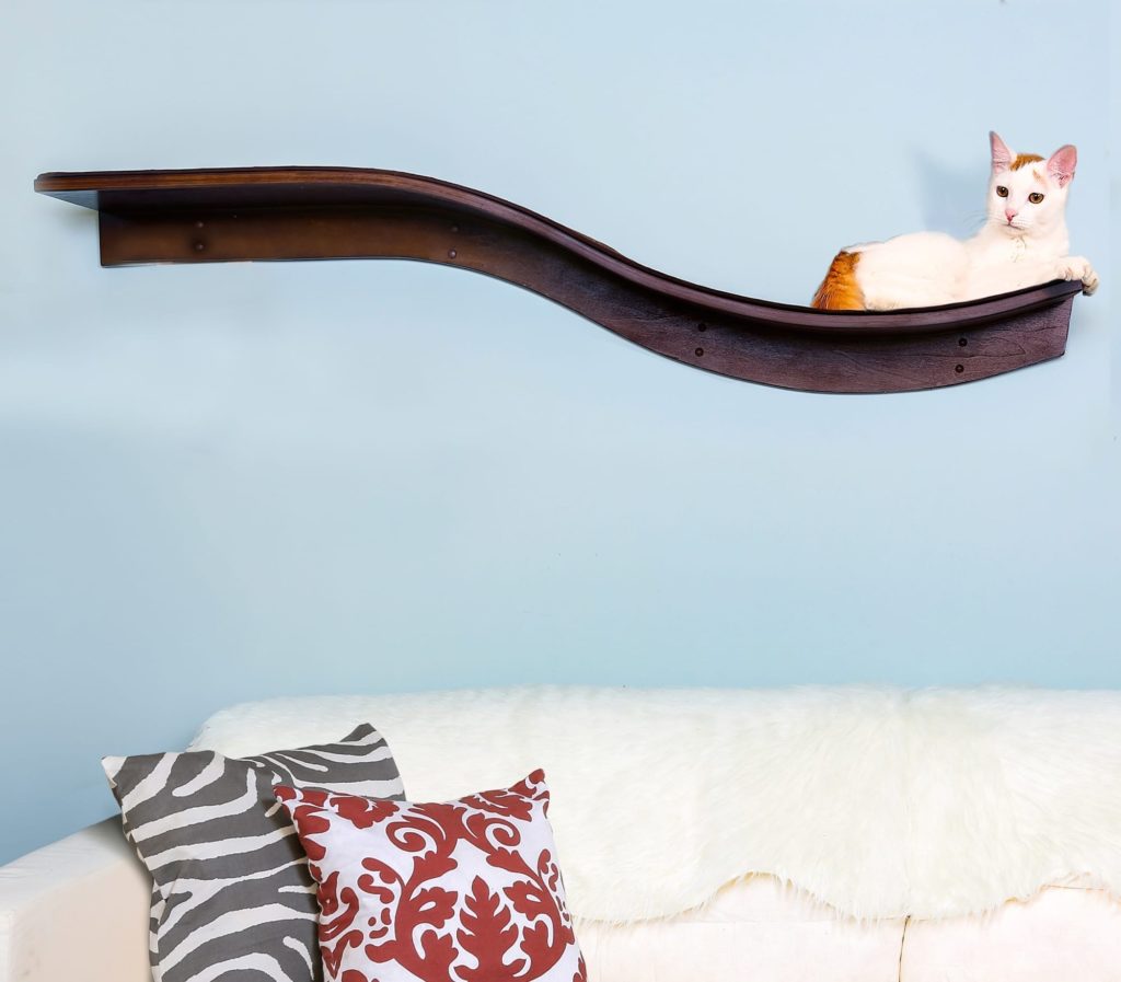 Lotus Branch Cat Shelf Mahogany