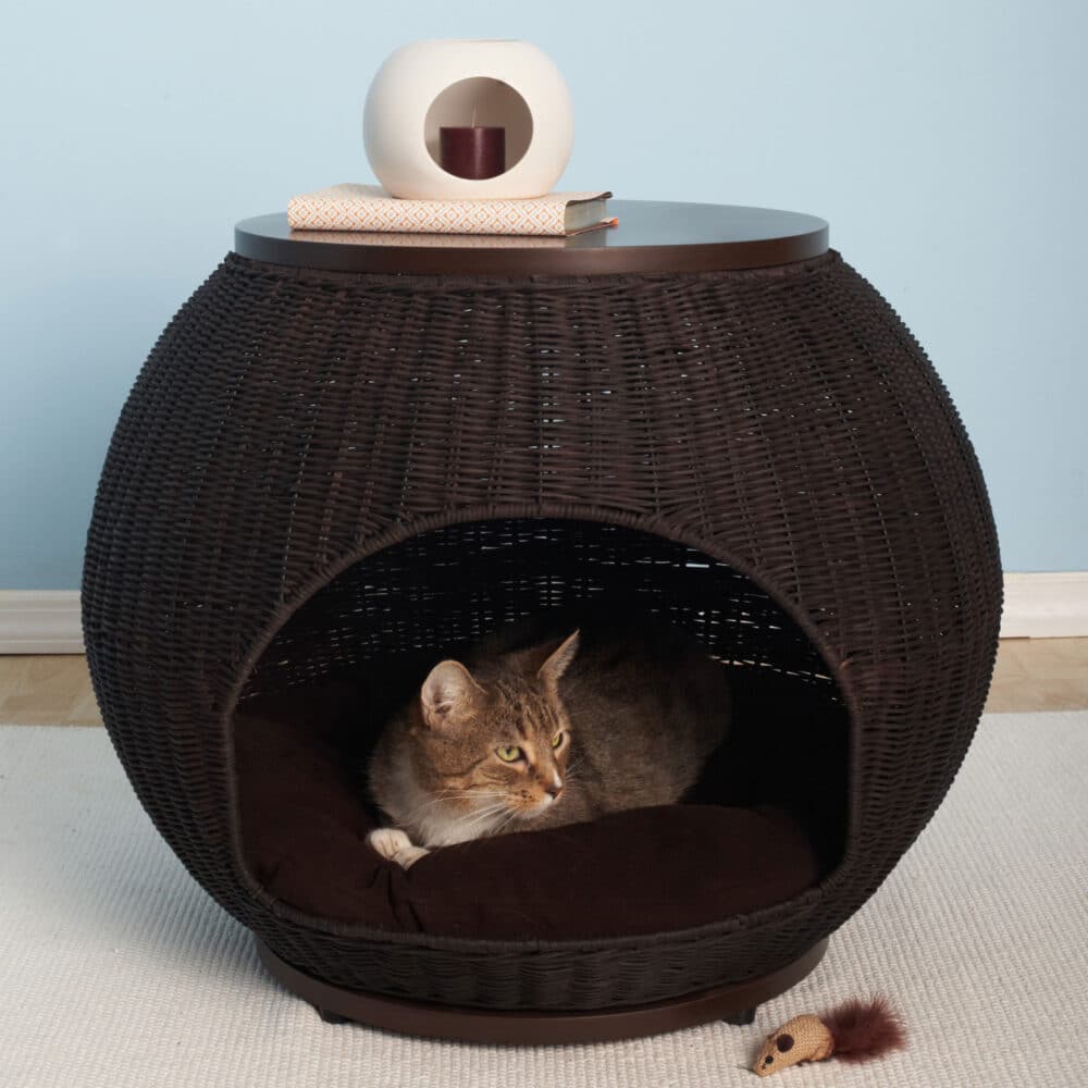 The Igloo Cat Bed DeluxeCave Cat Bed & Side Table The Refined Feline