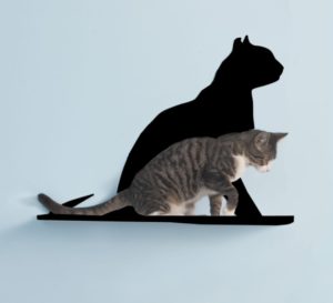 Cat Silhouette Cat Shelves Gaze Black