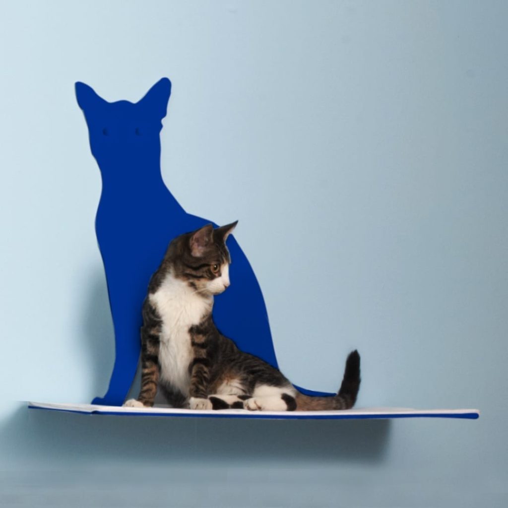 Cat Silhouette Cat Shelves Perch Blue