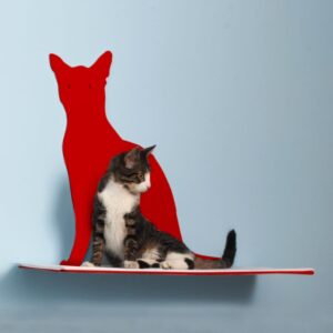 Cat Silhouette Cat Shelves Perch Red