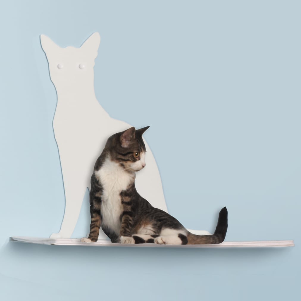 Cat Silhouette Cat Shelves Perch Off-White