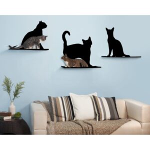 Cat Silhouette Cat Shelves Black
