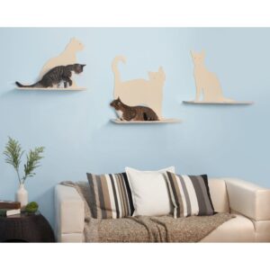 Cat Silhouette Cat Shelves Off-White