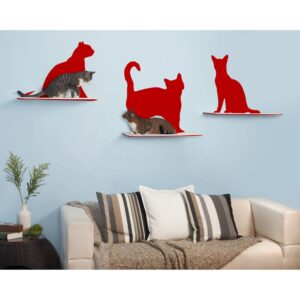 Cat Silhouette Cat Shelves Red