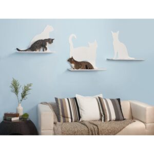 Cat Silhouette Cat Shelves White