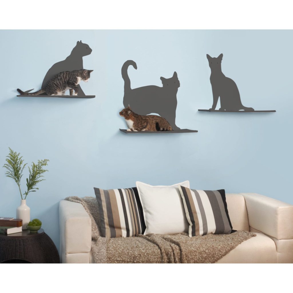 Cat Silhouette Cat Shelves Titanium