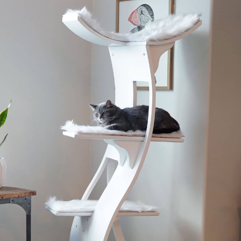 Lotus cat tower white fur