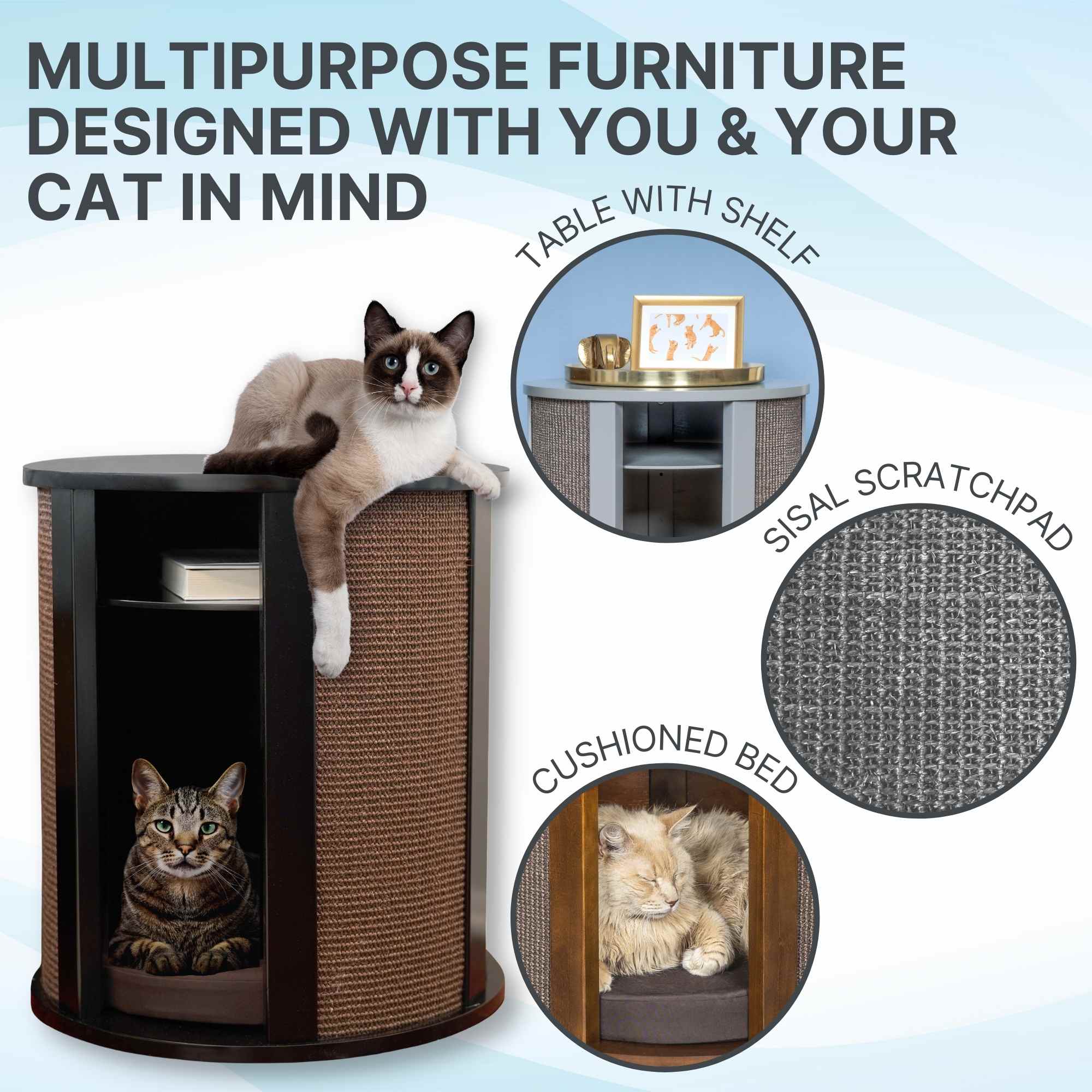 Purrrrfect End Table Cat Bed Table & Scratching Post The Refined Feline