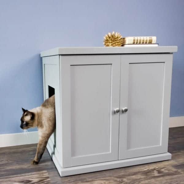 Refined Cat Litter Box Wood, Cat Litter Cabinet