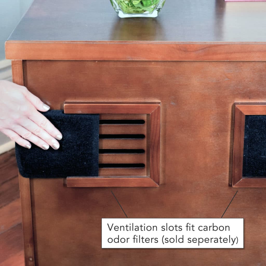 Rear slot can hold carbon odor filters