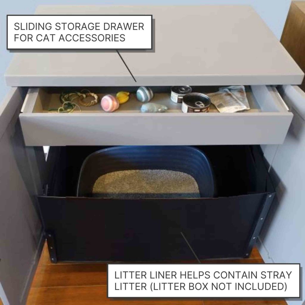 Litter Box Cabinet storage drawer