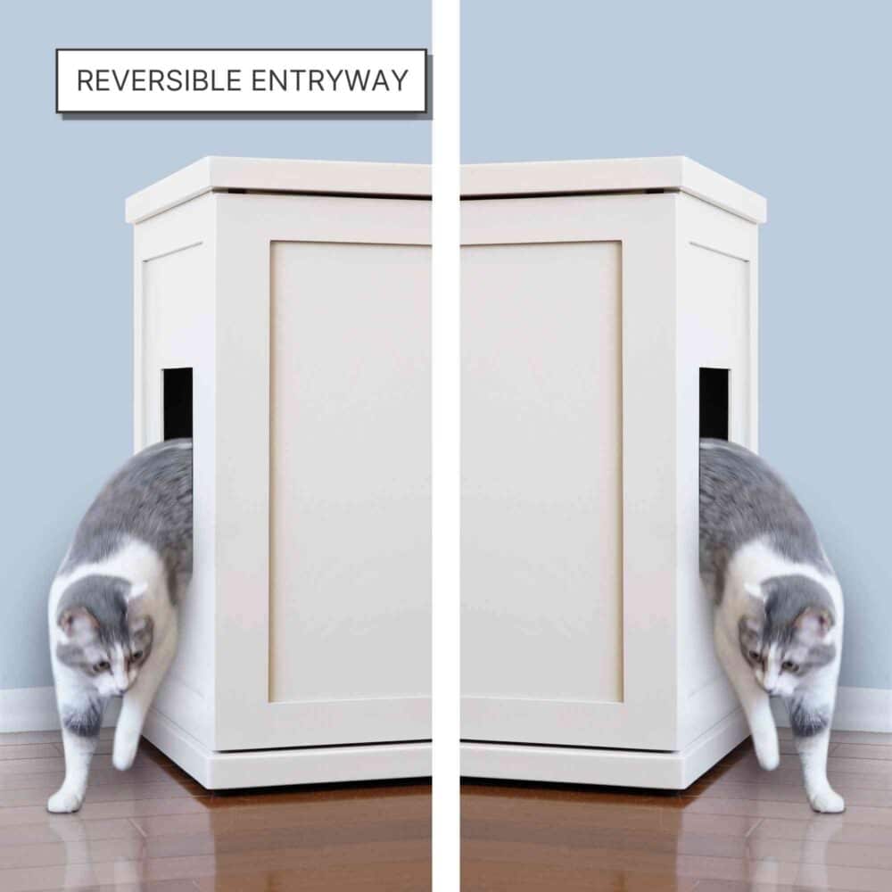 Litter Box Cabinet reversible entry