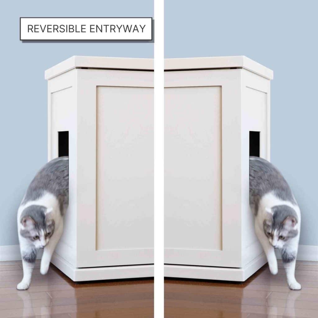 Litter Box Cabinet reversible entry