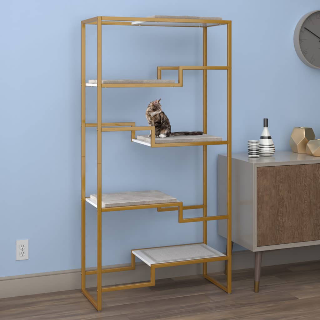GOLD METAL FRAME CAT CONDO TREE TOWER