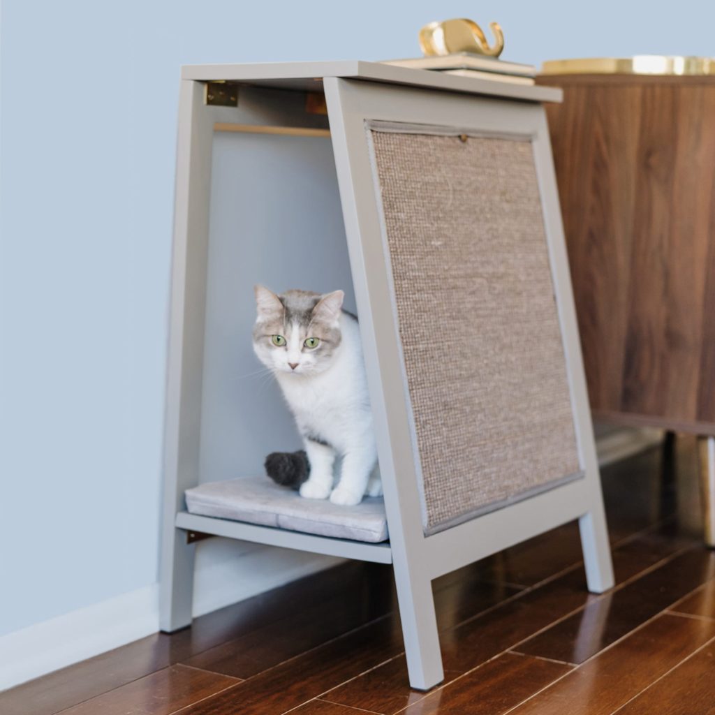 best modern cat furniture: cat scratching post end table