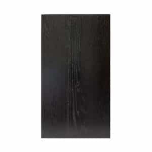 Rectangular black wooden plank with visible wood grain, on a plain white background.