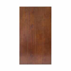 Rectangular wooden front panels with a dark brown finish and three vertical-grooved sections on a cat litter box.