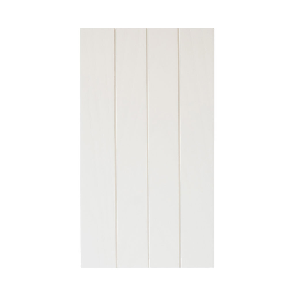 Deluxe white door with four evenly spaced, narrow vertical rectangular panels for a clean, modern appearance.