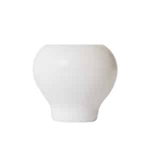 Deluxe round matte white ceramic vase with wide body and narrow base, designed for elegant modern interiors.