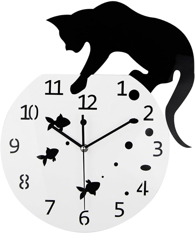 fishbowl cat clock