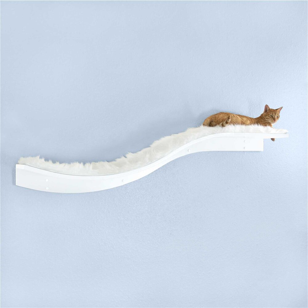 Lotus Branch Cat Shelf White Right facing